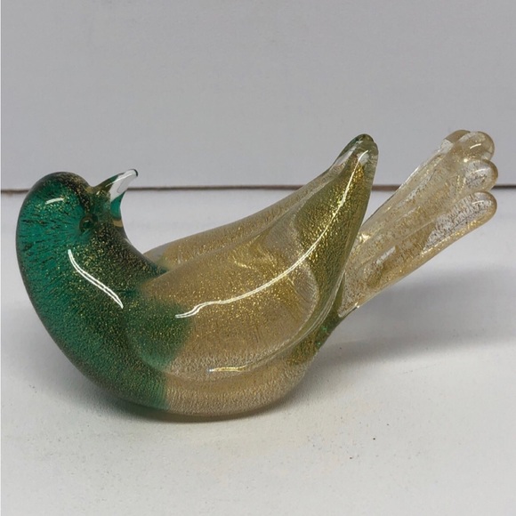 Murano Archimede Seguso Hand-Blown with Aventurine Glass Dove / Bird